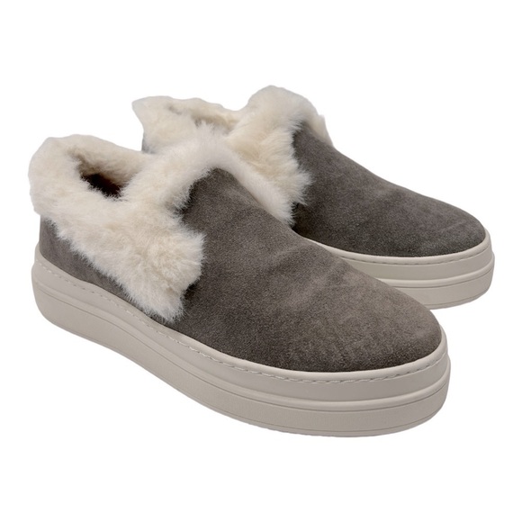 J Slides Charcoal and Cream Fur Sneakers - Picture 5 of 12